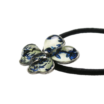 蝶 ヘアゴム 青 花柄 贈り物 大人 TAMARUSAN