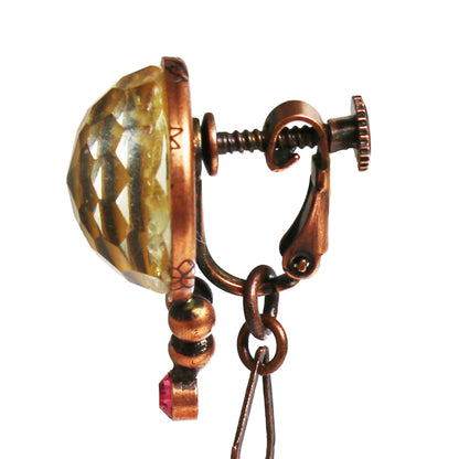 イヤリング 珊瑚 クォーツ ピンク アンティーク調 TAMARUSAN