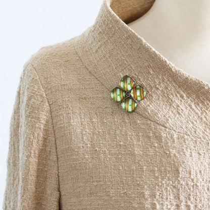 ブローチネックレス セミ 花 緑 ２way 贈り物に TAMARUSAN