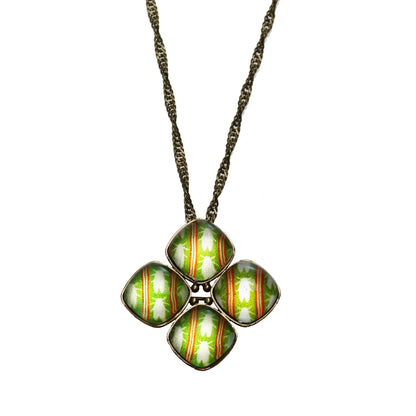 ブローチネックレス セミ 花 緑 ２way 贈り物に TAMARUSAN