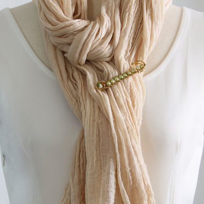 安全ピン ブローチ 淡水パール セミ 緑 TAMARUSAN