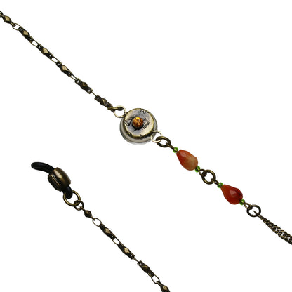 眼鏡チェーン セミ グリーン カーネリアン 眼鏡ストラップ・チェーン