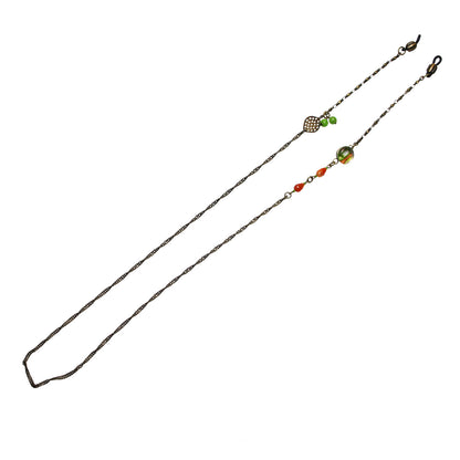 眼鏡チェーン セミ グリーン カーネリアン 眼鏡ストラップ・チェーン