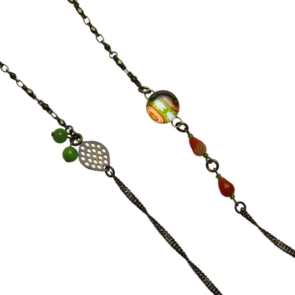 眼鏡チェーン セミ グリーン カーネリアン 眼鏡ストラップ・チェーン