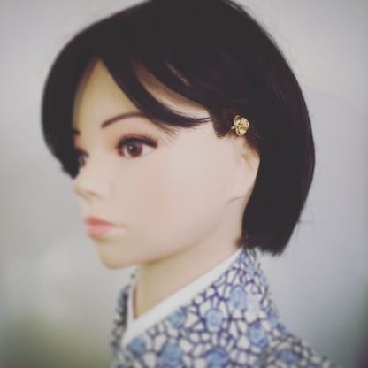 ヘアピン セミ ハート 黄緑 金 高級ヘアピン