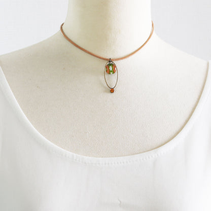 革紐チョーカー セミ 黄緑 シンプル TAMARUSAN