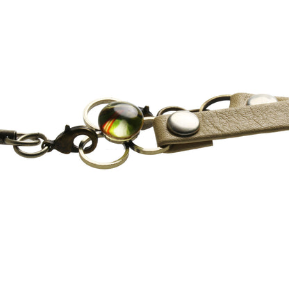 IDホルダー ネックストラップ 革紐 セミ 緑 ネックストラップ