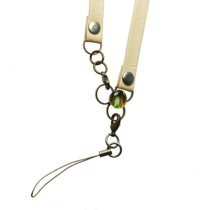 IDホルダー ネックストラップ 革紐 セミ 緑 ネックストラップ