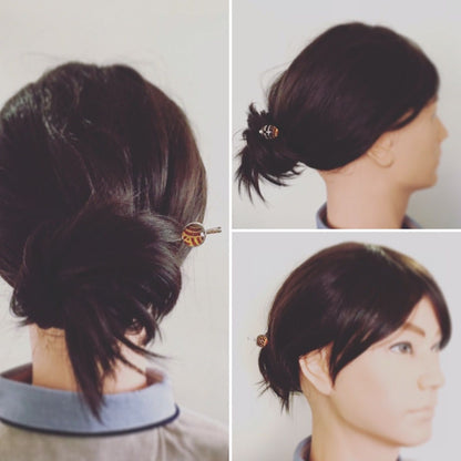 かんざし 茶色 銀製 シルバー925 青海波１本挿し TAMARUSAN