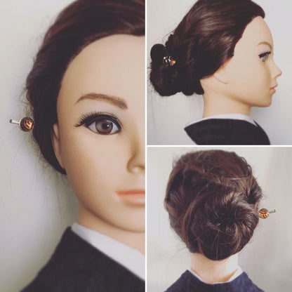 かんざし 茶色 銀製 シルバー925 青海波１本挿し TAMARUSAN