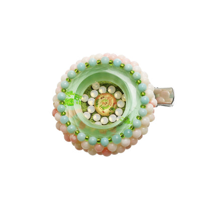 ブローチ ヘアクリップ アマゾナイト バラ 水色 ブローチ・バッジ