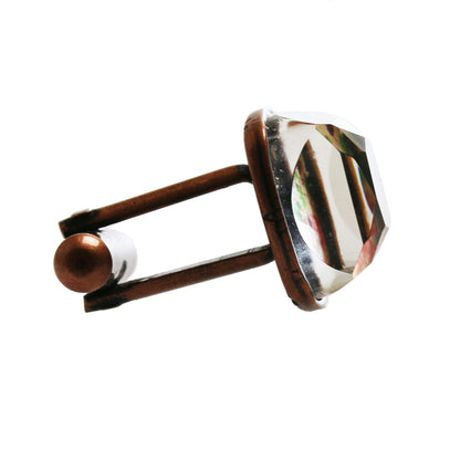 カフスボタン バラの木 肌色 四角 カフスボタン