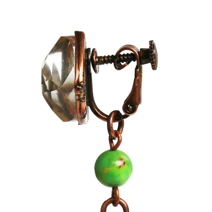 イヤリング サーモンピンク 珊瑚 バラ 和風 クリップイヤリング