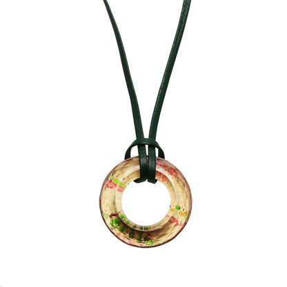 眼鏡ホルダー 革紐 バラの木 ドーナツ 緑 TAMARUSAN