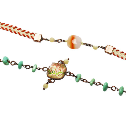 ネックレスにもなる眼鏡チェーン オレンジ 緑 リボン TAMARUSAN