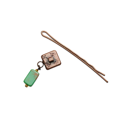 和風 ヘアピン ターコイズ バラ ベージュ TAMARUSAN