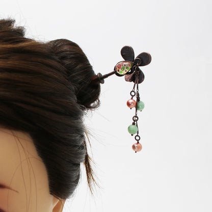 着せ替えかんざし バラ 花 淡水パール ベージュ TAMARUSAN