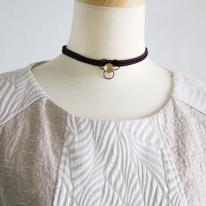 リボンチョーカー バラの木 珊瑚 赤紫 ベージュ チョーカー