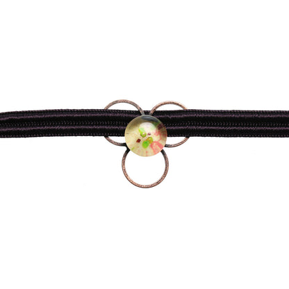 リボンチョーカー バラの木 珊瑚 赤紫 ベージュ チョーカー