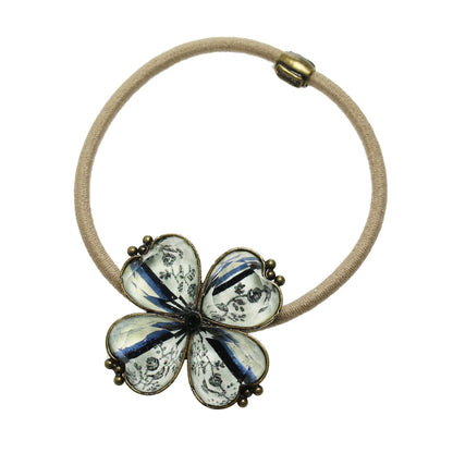 ヘアゴム バラ 和風 クローバー 白黒 TAMARUSAN