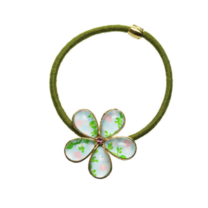 ヘアゴム バラ 水色 花 パステルカラー TAMARUSAN