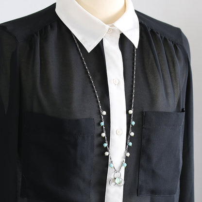 IDホルダー ネックストラップ 水色 バラ アマゾナイト TAMARUSAN