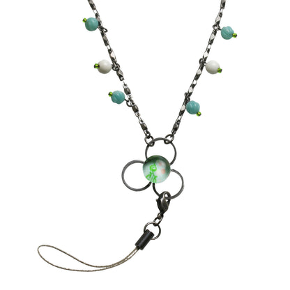 IDホルダー ネックストラップ 水色 バラ アマゾナイト TAMARUSAN