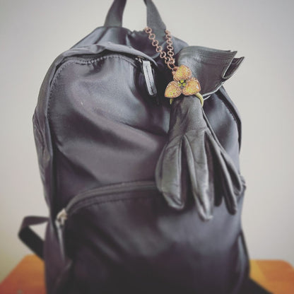 手袋ホルダー ハート 黄緑 ゴム紐 手袋ホルダー