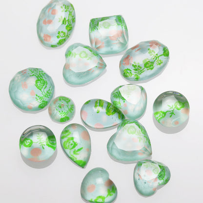 キルトピンブローチ 水色 スミレ バラの木 シェル ターコイズ TAMARUSAN