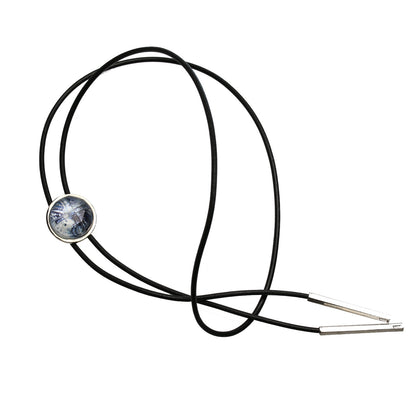 革紐ループタイ 地球柄 青 ループタイ