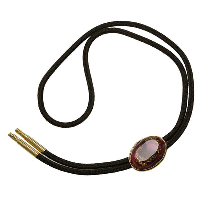 組紐ループタイ 蝶 臙脂 24k ゴールド 正絹 ループタイ