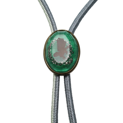 組紐ループタイ 正絹 鷲 緑 アンティーク調 TAMARUSAN