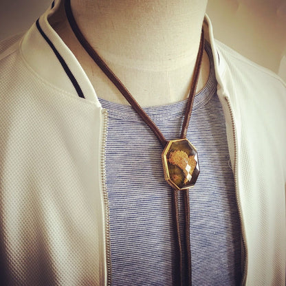 組紐ループタイ シルバー 正絹 ハート 緑 ゴールド TAMARUSAN