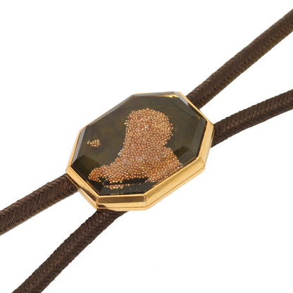 組紐ループタイ シルバー 正絹 ハート 緑 ゴールド TAMARUSAN