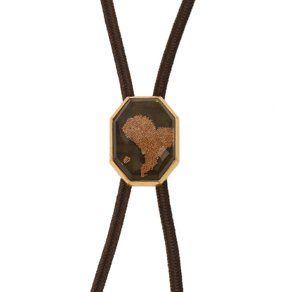 組紐ループタイ シルバー 正絹 ハート 緑 ゴールド TAMARUSAN