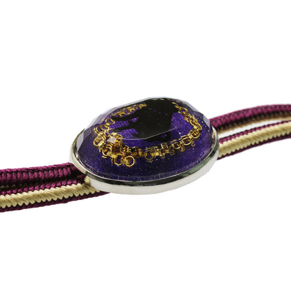 組紐ループタイ 雑種犬 正絹 紫 TAMARUSAN