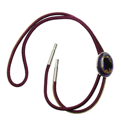 組紐ループタイ 雑種犬 正絹 紫 TAMARUSAN