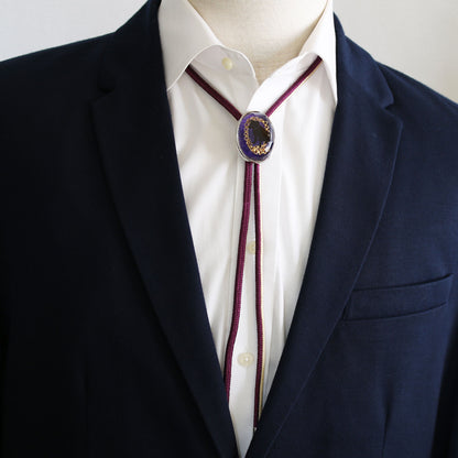 組紐ループタイ 雑種犬 正絹 紫 TAMARUSAN