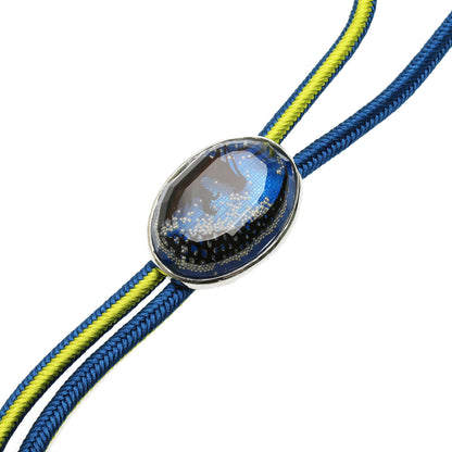 組紐ループタイ 龍 正絹 青 黄緑 TAMARUSAN