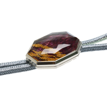 組紐ループタイ シルバー925 ワインレッド 正絹 TAMARUSAN