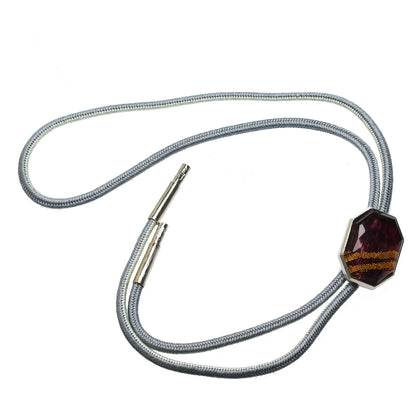 組紐ループタイ シルバー925 ワインレッド 正絹 TAMARUSAN