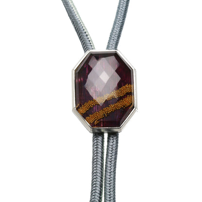 組紐ループタイ シルバー925 ワインレッド 正絹 TAMARUSAN