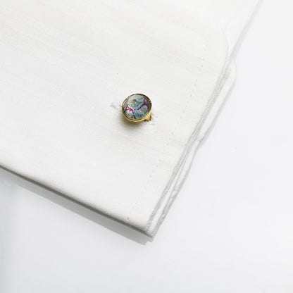 カフスボタン 水面 ブルー 金 男女兼用 TAMARUSAN