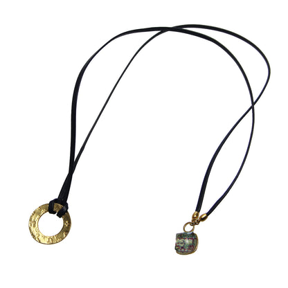 眼鏡ホルダー ブルー 金 革紐 水面 男女兼用 TAMARUSAN