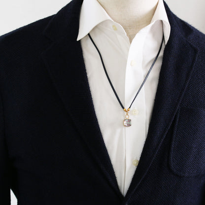 眼鏡ホルダー ブルー 金 革紐 水面 男女兼用 TAMARUSAN