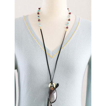 眼鏡ホルダー ブルー フローライト ２ｗａｙネックレス TAMARUSAN