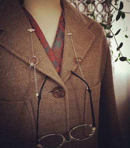 眼鏡チェーン 水面 クンツァイト ピンク 眼鏡ストラップ・チェーン