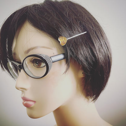 ヘアピン ハート ピンク 水面柄 高級ヘアピン