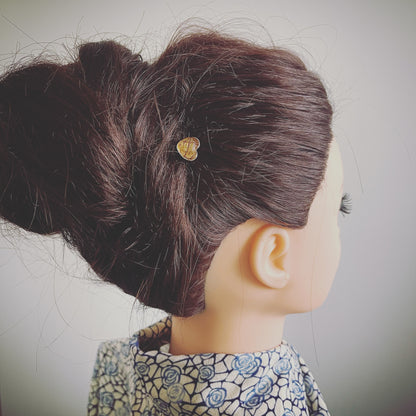 ヘアピン ハート ピンク 水面柄 高級ヘアピン