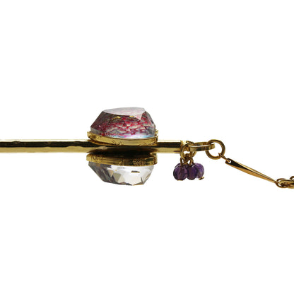 かんざし ブルー ハート ペリドット 24k 一本挿しかんざし